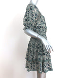 SEA Smocked Mini Dress Lucia Clover Floral Print Voile Size 6 Short Sleeve