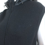 Eisbar Hooded Puffer Vest Black Ribbed Knit Size Medium