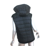 Eisbar Hooded Puffer Vest Black Ribbed Knit Size Medium