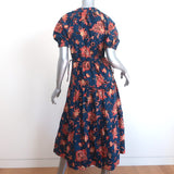A.L.C. Tiered Midi Dress Mischa Navy Floral Cotton Size 0 Short Sleeve