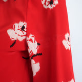 Derek Lam 10 Crosby Asymmetrical Blouse Red Floral Silk Size 2 Long Sleeve Top