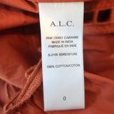 A.L.C. Tiered Midi Dress Maryn Burnt Orange Embroidered Cutout Cotton Size 0