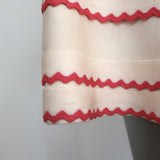 Herve Leger Scalloped A-Line Bandage Dress Ivory/Coral Size Small