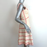 Herve Leger Scalloped A-Line Bandage Dress Ivory/Coral Size Small