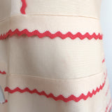 Herve Leger Scalloped A-Line Bandage Dress Ivory/Coral Size Small