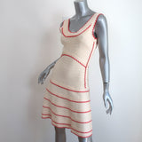 Herve Leger Scalloped A-Line Bandage Dress Ivory/Coral Size Small