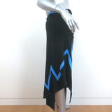Paco Rabanne Asymmetric Wrap Skirt Black Zig Zag Print Jersey Size 42 NEW