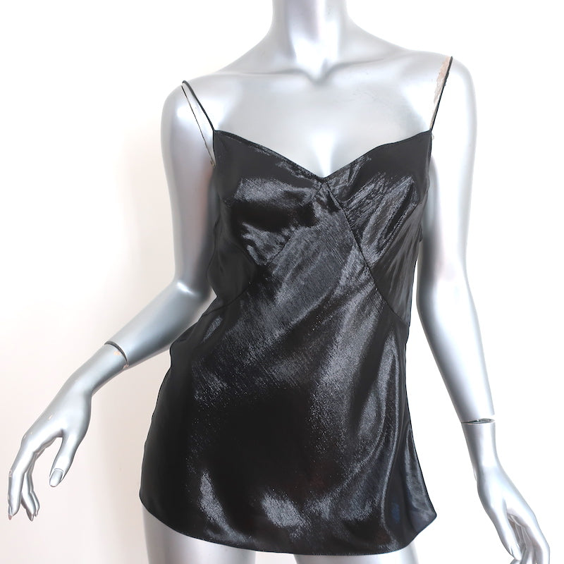 Saint Laurent Metallic Tank Top Black Silk-Blend Size 38