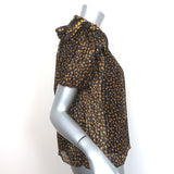 Ulla Johnson xo Barneys One Shoulder Top Femi Floral Print Metallic Silk Size 2
