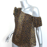 Ulla Johnson xo Barneys One Shoulder Top Femi Floral Print Metallic Silk Size 2