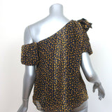 Ulla Johnson xo Barneys One Shoulder Top Femi Floral Print Metallic Silk Size 2