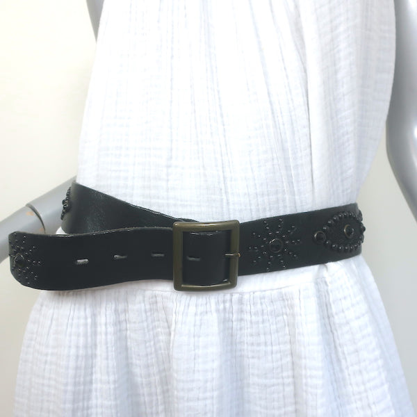 Hollywood Trading Company Manta Studded Belt Black Stingray & Leather Size  34