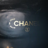 Chanel Pearl Button Cap Toe Booties Black Leather Size 35 Ankle Boots