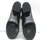 Chanel Pearl Button Cap Toe Booties Black Leather Size 35 Ankle Boots
