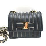 Salvatore Ferragamo Ginny Mini Crossbody Bag Black Chain-Trim Leather