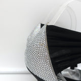 Rene Caovilla Crystal-Embellished Ankle Tie d'Orsay Pumps Black Satin Size 37.5