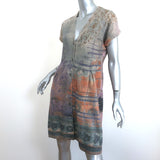 Etro Sweater Dress Purple/Gray Printed Knit Size 44 Short Sleeve Button Front