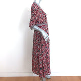 SEA Midi Dress Emi Berry Floral Print Crepe Size 4 Short Sleeve Button-Front