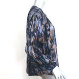 Ulla Johnson Blouse Blue/Multi Printed Silk Charmeuse Size 8 Long Sleeve Top