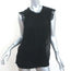 Lanvin Rosette-Embellished Top Black Chiffon Size Small Sleeveless Blouse