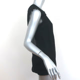Lanvin Rosette-Embellished Top Black Chiffon Size Small Sleeveless Blouse