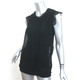 Lanvin Rosette-Embellished Top Black Chiffon Size Small Sleeveless Blouse