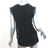 Lanvin Rosette-Embellished Top Black Chiffon Size Small Sleeveless Blouse