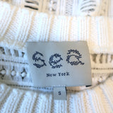 SEA Fringe-Trim Crochet Lace Sweater Cream Cotton Size Small