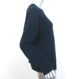 Lamberto Losani Cashmere Crewneck Sweater Navy Patchwork Cable Knit Size 42