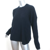 Lamberto Losani Cashmere Crewneck Sweater Navy Patchwork Cable Knit Size 42