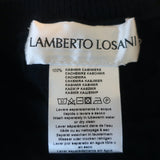 Lamberto Losani Cashmere Crewneck Sweater Navy Patchwork Cable Knit Size 42
