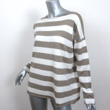 Massimo Alba Striped Sweater Taupe/Cream Cotton-Cashmere Size Medium