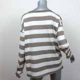 Massimo Alba Striped Sweater Taupe/Cream Cotton-Cashmere Size Medium