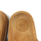 Chloe Wavy Platform Slide Sandals Beige Woven Leather Size 36