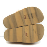 Chloe Wavy Platform Slide Sandals Beige Woven Leather Size 36