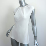 Theory Shirred Neck Top White Silk Size Small Cap Sleeve Blouse NEW