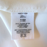 Theory Shirred Neck Top White Silk Size Small Cap Sleeve Blouse NEW
