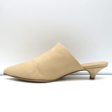 Jenni Kayne Kitten Heel Mules Beige Oiled Leather Size 36