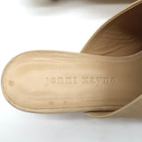 Jenni Kayne Kitten Heel Mules Beige Oiled Leather Size 36