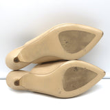 Jenni Kayne Kitten Heel Mules Beige Oiled Leather Size 36