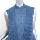 Isabel Marant Embroidered Top Nust Blue Ramie Size 34 Sleeveless Blouse