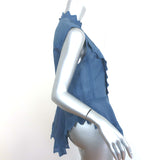 Isabel Marant Embroidered Top Nust Blue Ramie Size 34 Sleeveless Blouse