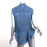 Isabel Marant Embroidered Top Nust Blue Ramie Size 34 Sleeveless Blouse