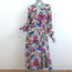 RIXO Midi Dress Camellia Floral Print Pleated Silk Size Small Long Sleeve V-Neck