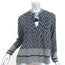 SEA Tassel Top Navy Printed Silk Crepe Size 0 Long Sleeve Blouse