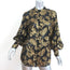 Equipment Blouse Boleyn Black/Gold Metallic Floral Jacquard Size Small