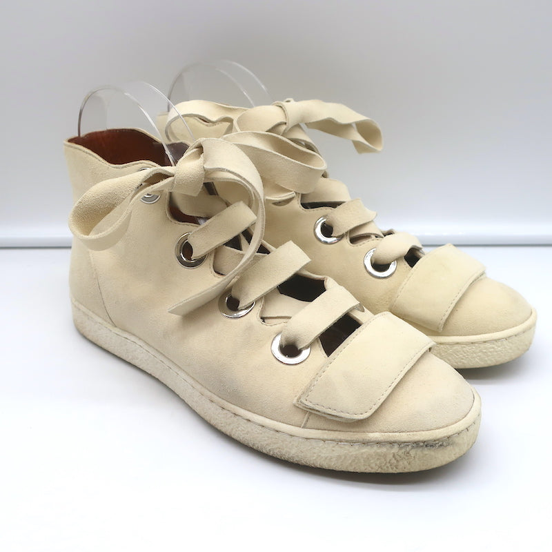Derek Lam Lace-Up High Top Sneakers Serena Ivory Suede Size 37