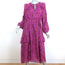 Ulla Johnson Midi Dress Ellette Magenta Ruffled Floral Print Georgette Size 2