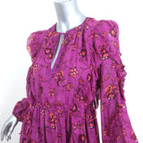Ulla Johnson Midi Dress Ellette Magenta Ruffled Floral Print Georgette Size 2