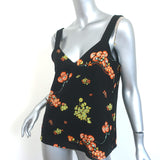 A.L.C. Tank Top Renne Black Floral Print Silk Size 4